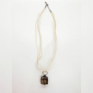 Handmade necklace with square smoky crystal